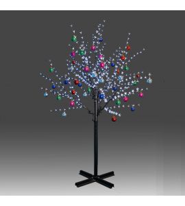 Beautiful 200cm 504L steady burning LED tree light with white plum blossoms and hanging ornament set