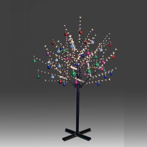 Beautiful 200cm 504L steady burning LED tree light with golden plum blossoms and hanging ornament set